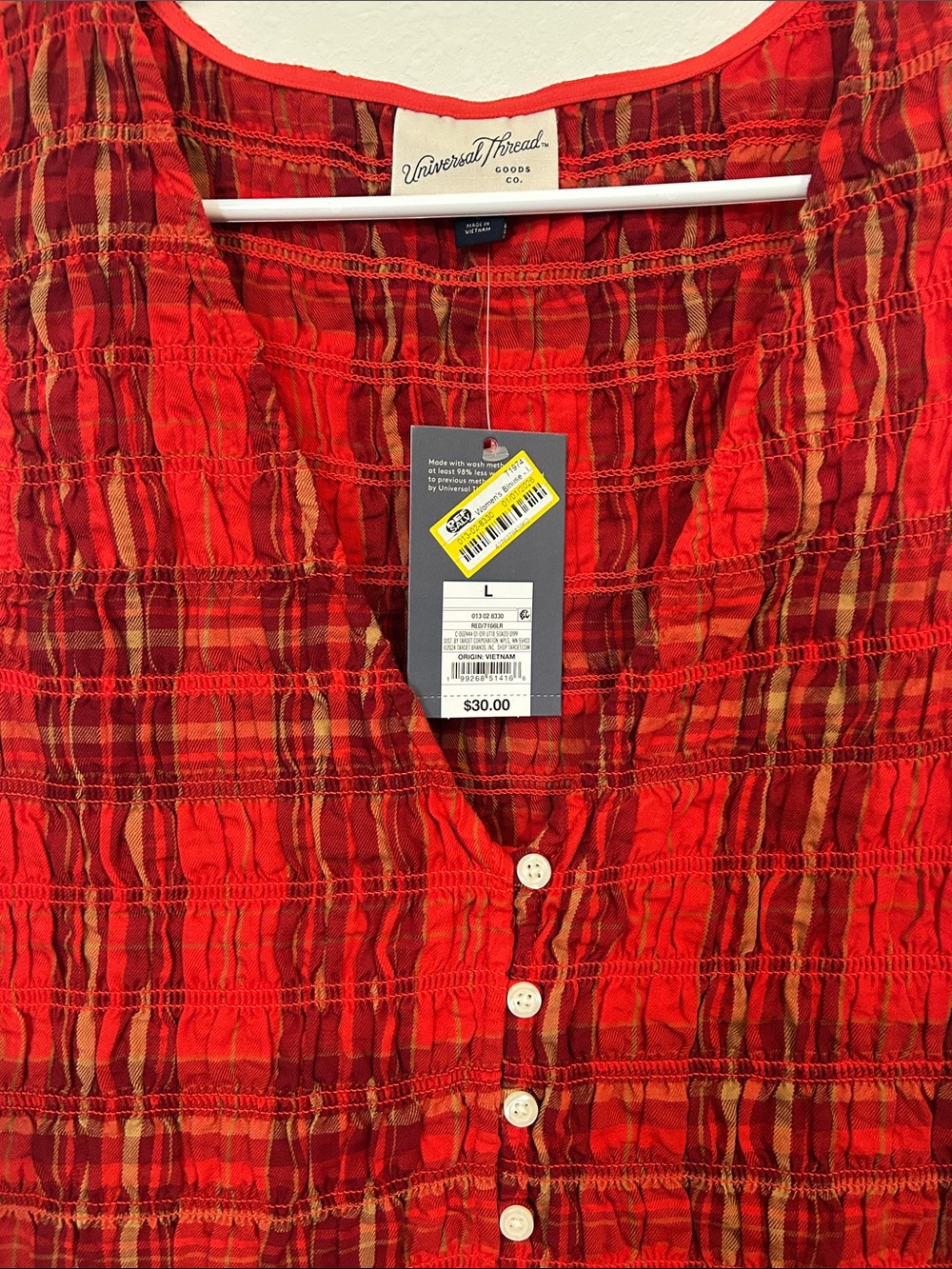 Universal Thread Red Plaid Button-Front Tank Top - Picture 3 of 5